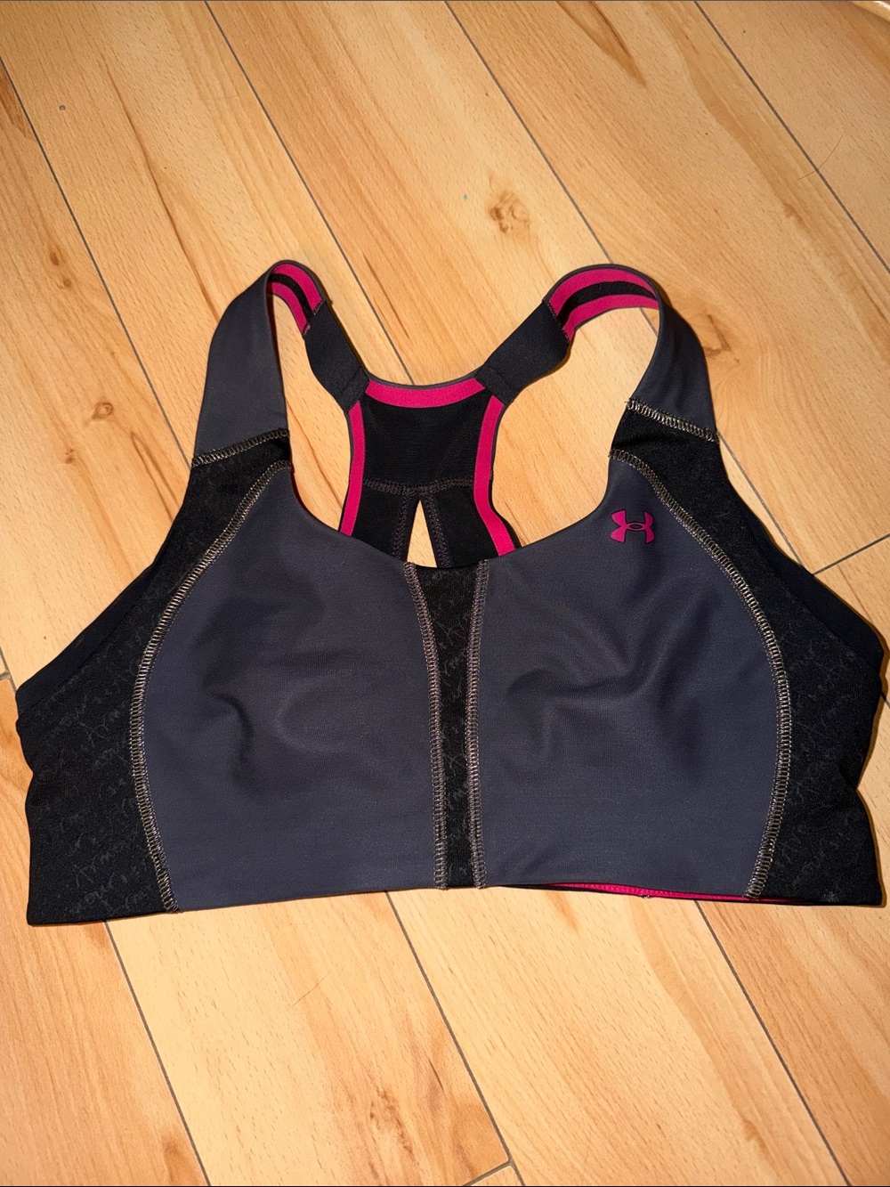 Under Armour Black with Pink Trim Racerback Sports Bra